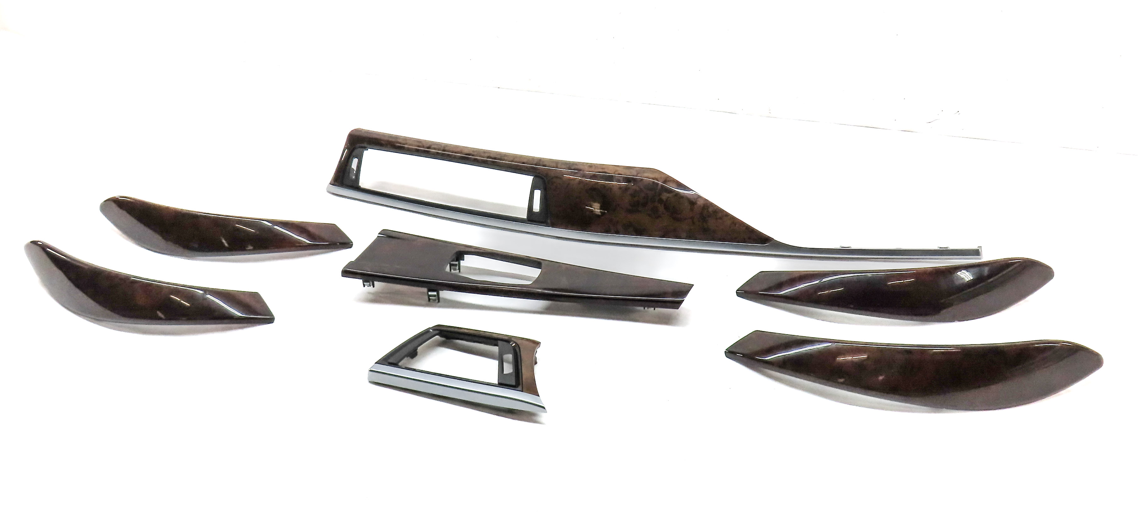 2014 BMW 328D (F30) INTERIOR DASH FRONT & REAR DOOR CONSOLE TRIM SET/7 (WALNUT) — exact item pictured